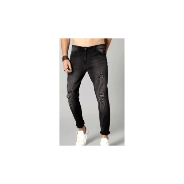 Men Slim Mid Rise Dark Grey Jeans