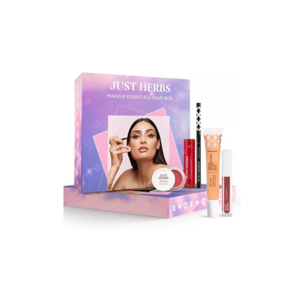 Just Herbs Make Up Kit Included Lip Balm, Foundation, Liquid Lipstick , Cheek Tint & Kajal