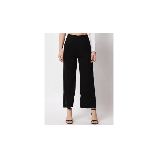 Q-Rious  Women Flared Black Lycra Blend Trousers